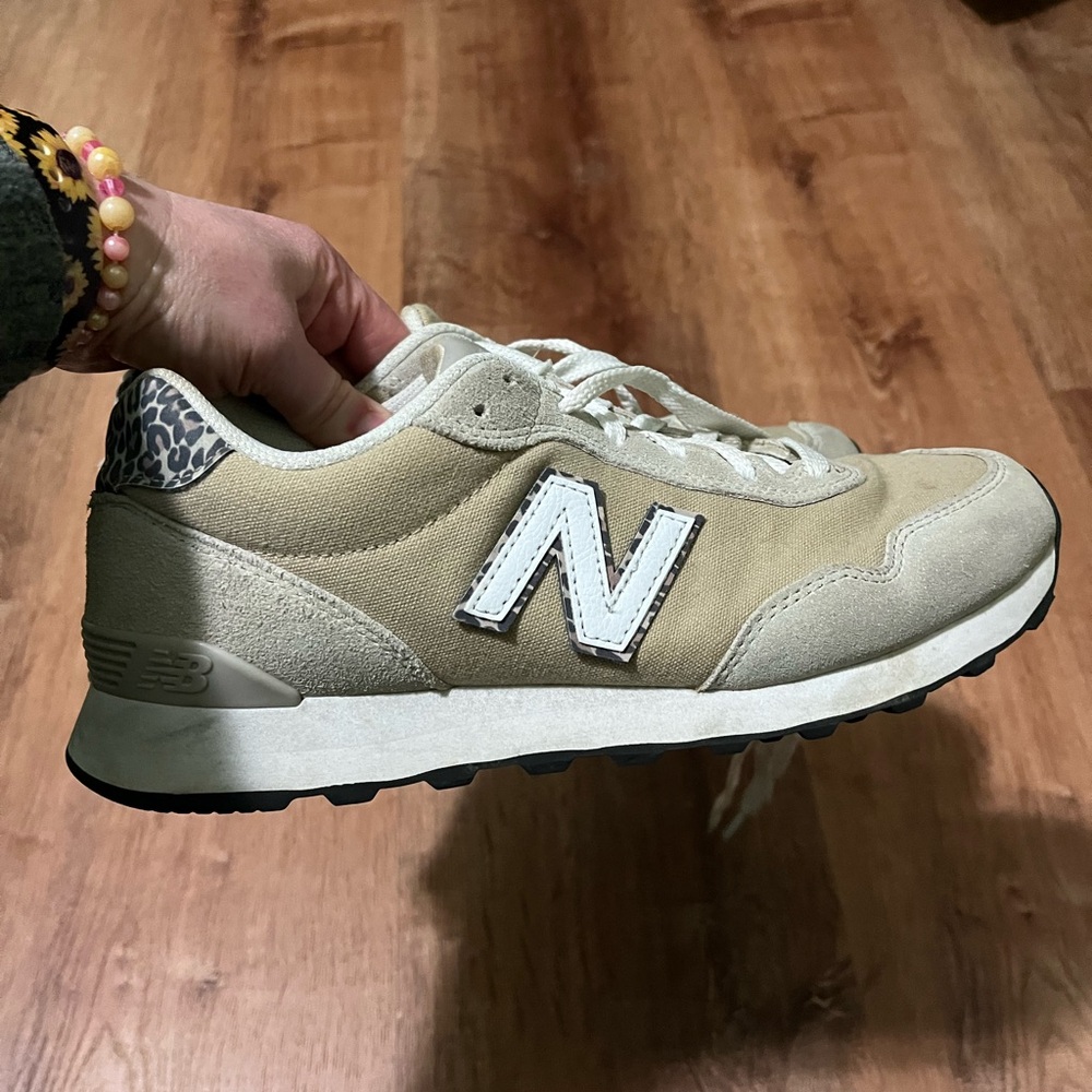 New Balance Tan and White Cheetah Sneakers